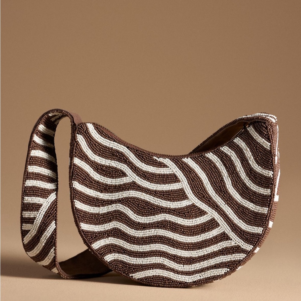 NWT Anthropologie Crescent Beaded Bag